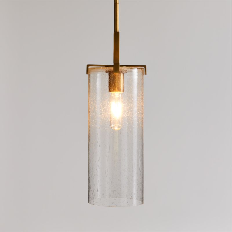 Coquina Brass Pendant Light with Glass Shade | Crate & Barrel