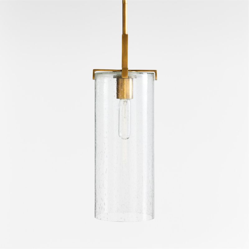 Coquina Brass Pendant Light with Glass Shade | Crate & Barrel