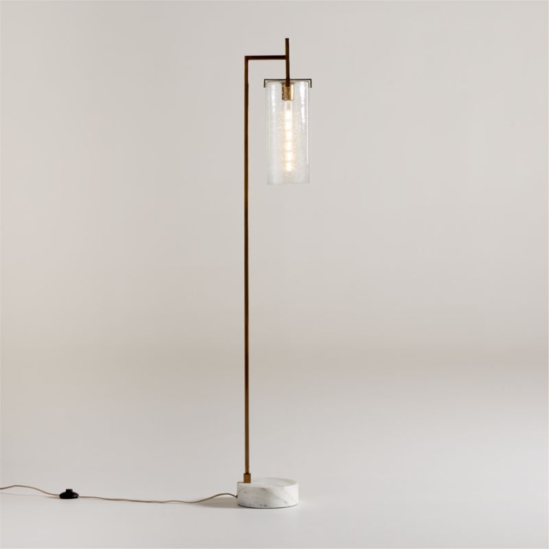 Coquina Brass Floor Lamp with Marble Base
