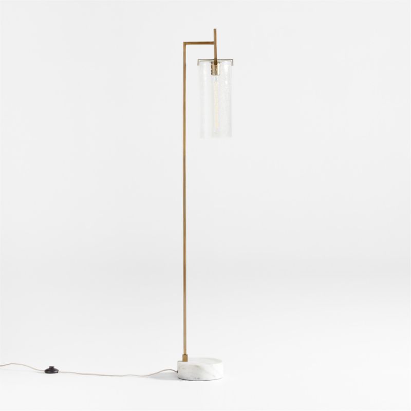 Coquina Brass Floor Lamp with Marble Base