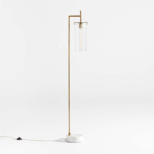 Coquina Brass Floor Lamp with Marble Base