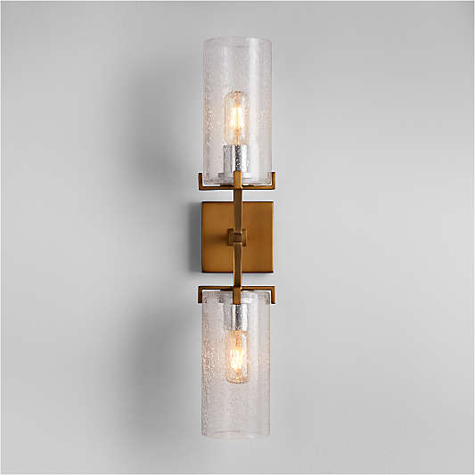 Coquina 2-Light Burnished Brass Wall Sconce with Glass Shades