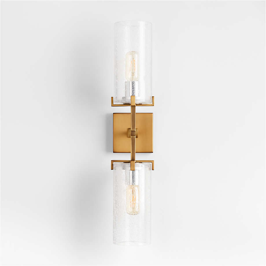 Modern Wall Light Fixtures Brass Bathroom Vanity Light with Milky White  Cylinder Glass Shade Set of 2