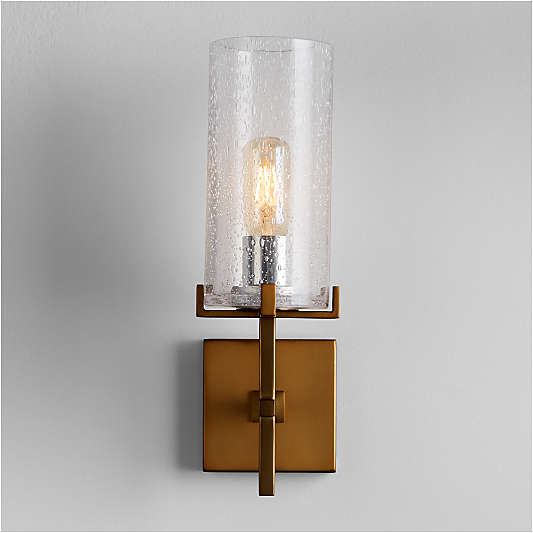 Coquina Burnished Brass Wall Sconce Light with Glass Shade