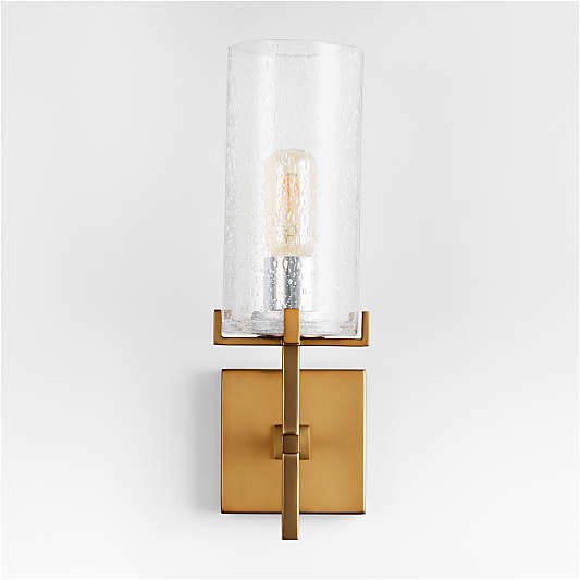 Coquina Burnished Brass Wall Sconce Light with Glass Shade