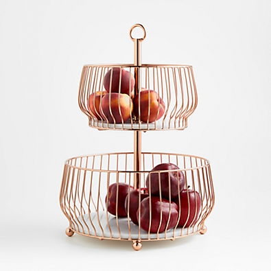 View Cora Copper 2-Tier Fruit Basket details