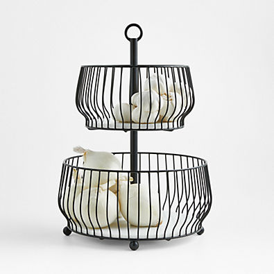 View Cora Black 2-Tier Fruit Basket details