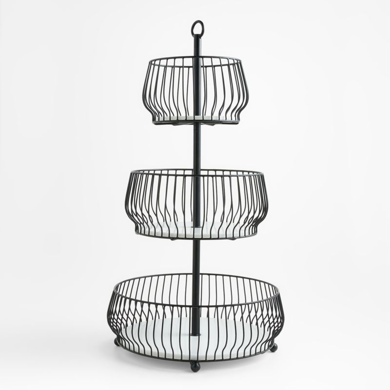 Cora Black Fruit Basket with Banana Hanger | Crate & Barrel