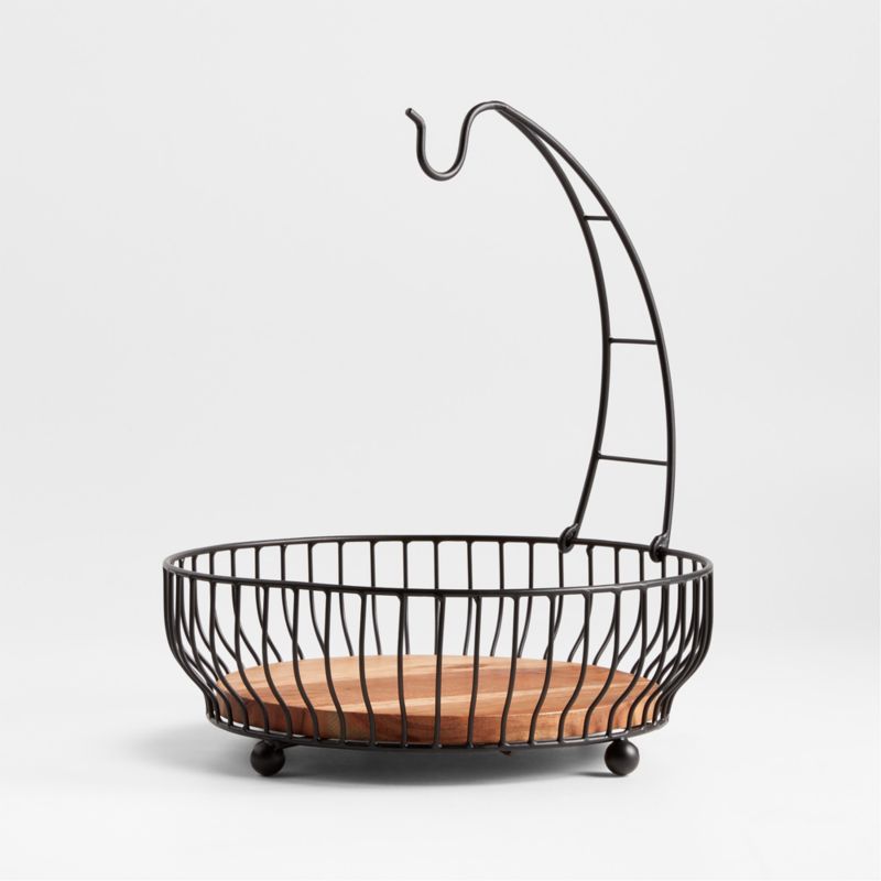 Cora Black Acacia Wood Fruit Basket with Banana Hanger - image 1 of 3