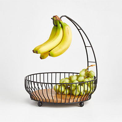 View Cora Acacia Fruit Basket with Removable Banana Hanger details