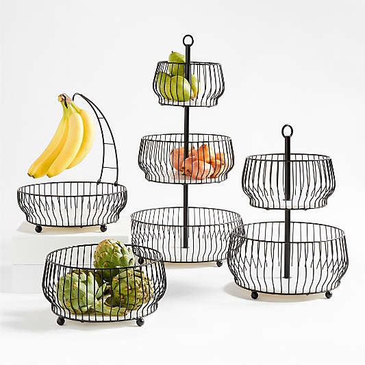 Cora Black 2-Tier Fruit Basket