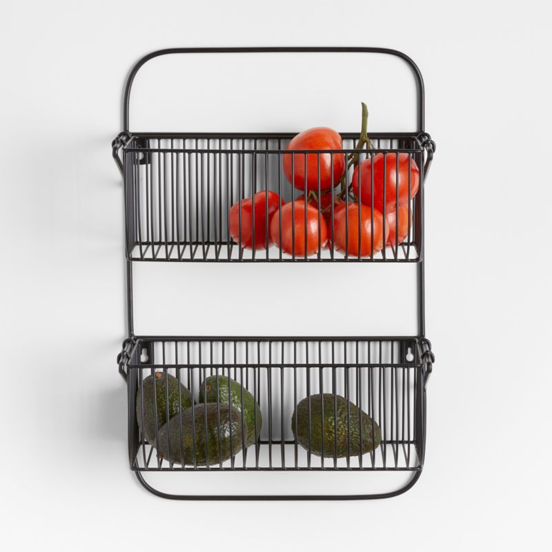 Cora Black Fruit Basket with Banana Hanger | Crate & Barrel