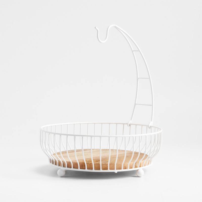 Cora Black Fruit Basket with Banana Hanger | Crate & Barrel