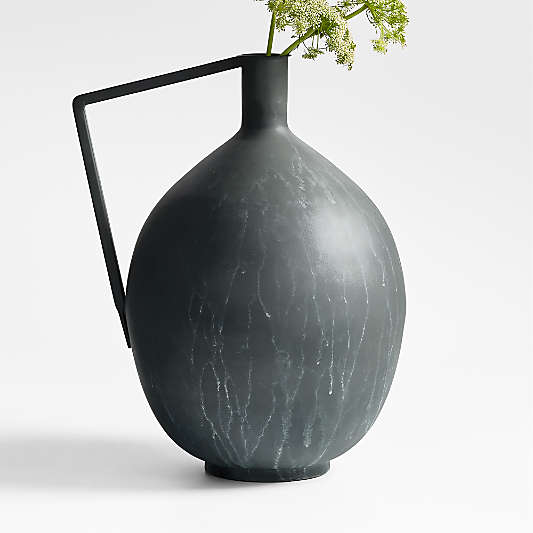 Corra One Handled Zinc Vase 15"