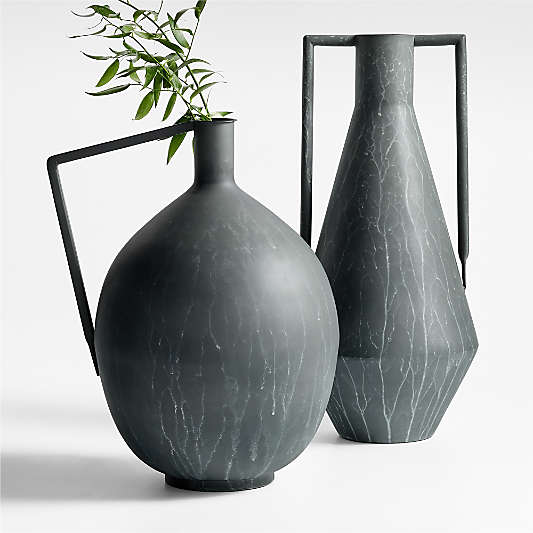 Corra One Handled Zinc Vase 15"