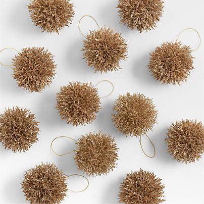 Gold Coral Cluster Christmas Tree Ornaments, Set of 12