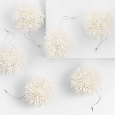 View White Glitter Coral Cluster Christmas Tree Ornaments, Set of 6 details