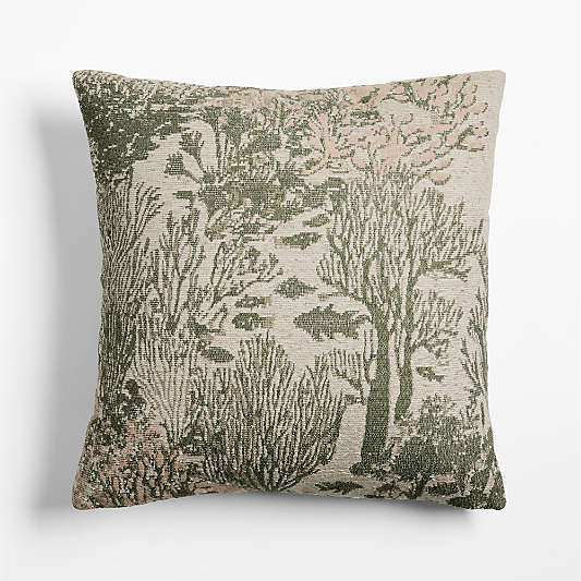 Coral Jacquard 20"x20" Fern Green Outdoor Throw Pillow