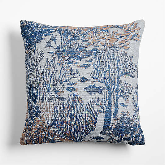 Coral Jacquard 20"x20" Pale Blue Outdoor Throw Pillow