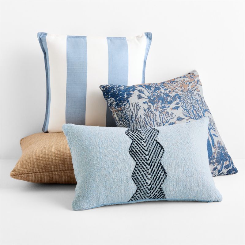 Coral Jacquard 20"x20" Pale Blue Outdoor Throw Pillow - image 2 of 4