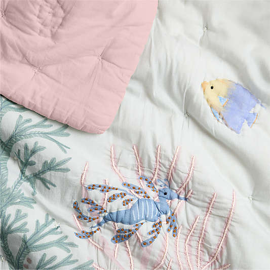 Coral Reef Dreams Organic Cotton Baby Crib Quilt