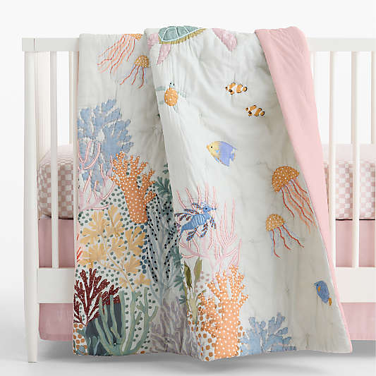Coral Reef Dreams Organic Cotton Baby Crib Quilt