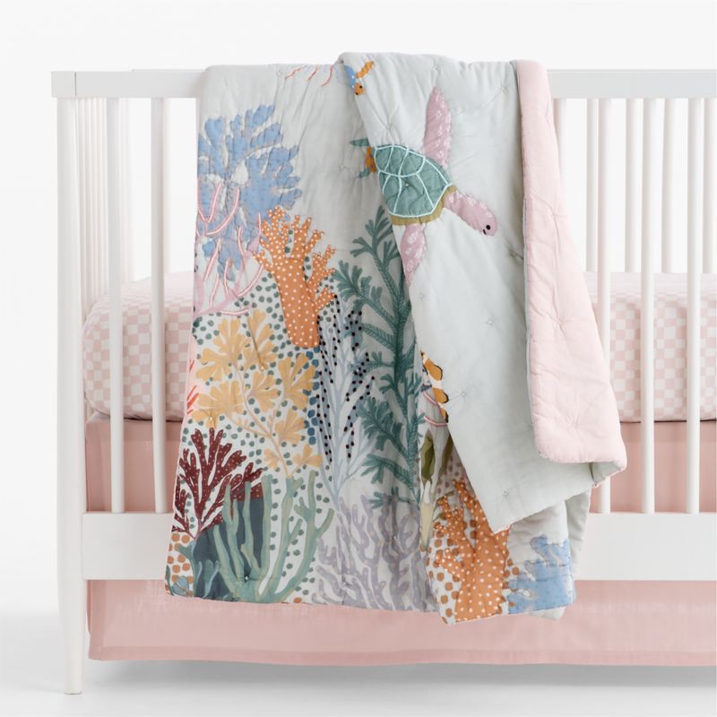 Coral Reef Dreams 100% Organic Cotton Baby Crib Quilt - image 4 of 9
