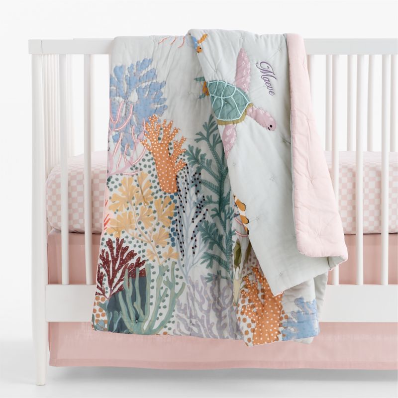 Coral Reef Dreams 100% Organic Cotton Baby Crib Quilt - image 3 of 9