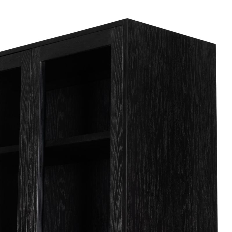 Coraline Glass and Ebony Oak Wood Display Cabinet with Storage - image 6 of 10