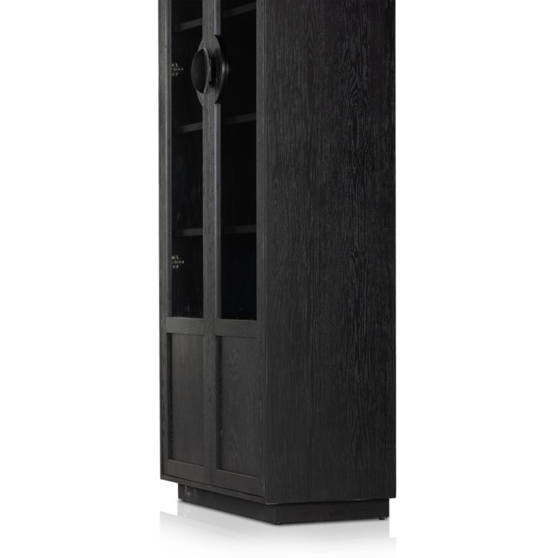 Coraline Glass and Ebony Oak Wood Display Cabinet with Storage - image 9 of 10