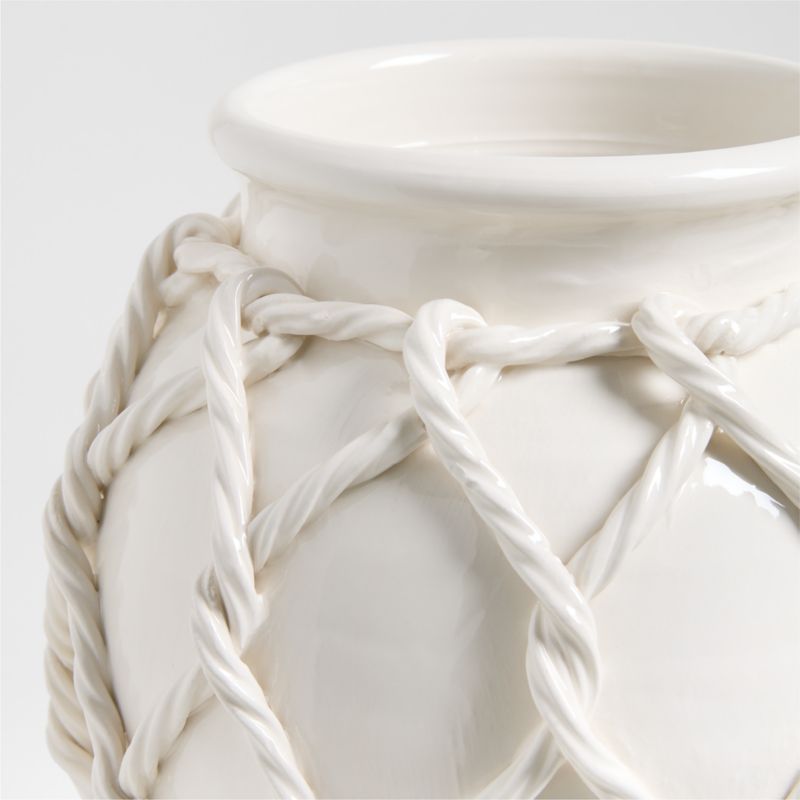 Corda Small White Ceramic Rope Vase 15" - image 4 of 5