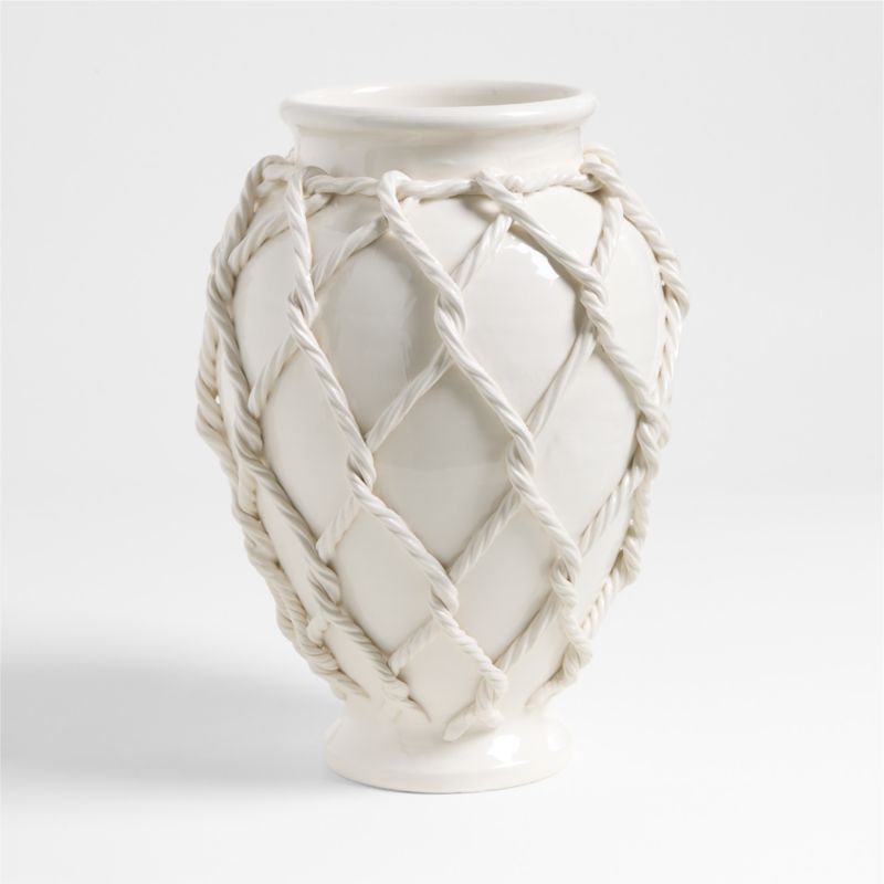 Corda Small White Ceramic Rope Vase 15" - image 3 of 5