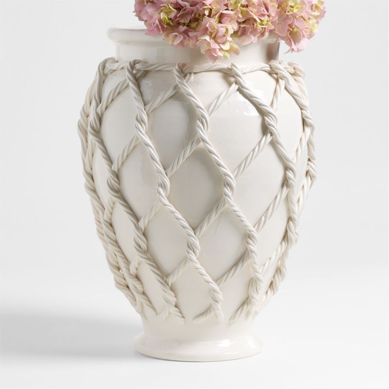 Corda Large White Ceramic Rope Vase 20" - image 0 of 5