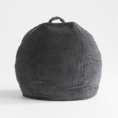 Charcoal Grey Small 30" Organic Cotton Corduroy Kids Lounge Bean Bag Chair Cover