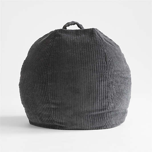Charcoal Grey Small 30" Organic Cotton Corduroy Kids Lounge Bean Bag Chair