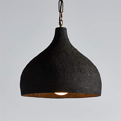 Corfu Large Black Ceramic Pendant Light 18"