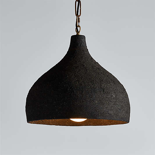 Corfu Large Black Ceramic Pendant Light 18"