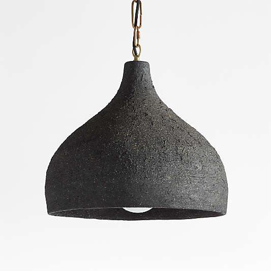 Corfu Large Black Ceramic Pendant Light 18"