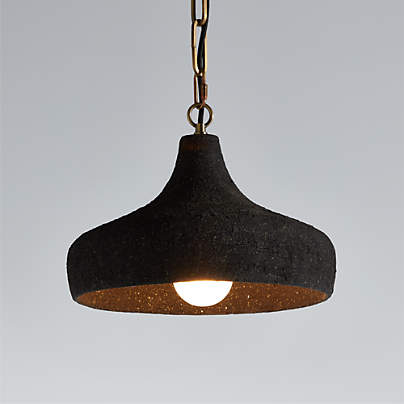 Corfu Small Black Ceramic Pendant Light 14"