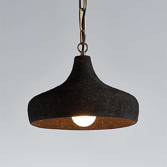 Corfu Small Black Ceramic Pendant Light 14"