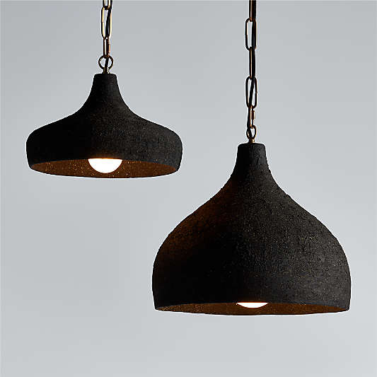 Corfu Large Black Ceramic Pendant Light 18"