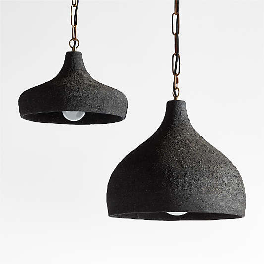 Corfu Large Black Ceramic Pendant Light 18"