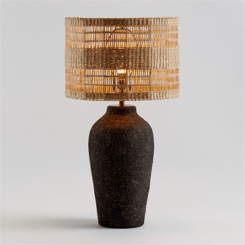 Corfu Tall Earthenware Table Lamp with Woven Shade