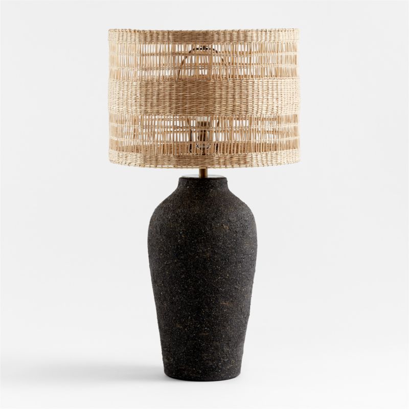 Corfu Tall Earthenware Table Lamp with Woven Shade