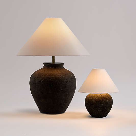 Corfu Black Table Lamp with Tapered Fabric Shade