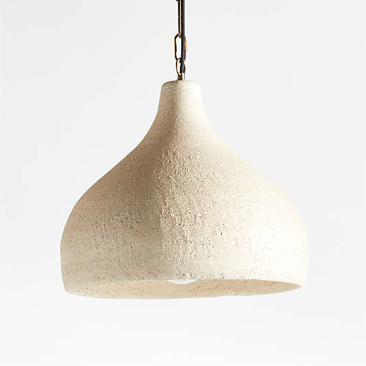 Corfu Large Cream Ceramic Pendant Light 18"