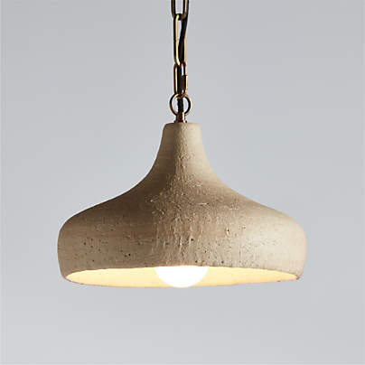 Corfu Small Cream Ceramic Pendant Light 14"