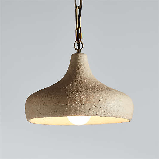 Corfu Small Cream Ceramic Pendant Light 14"