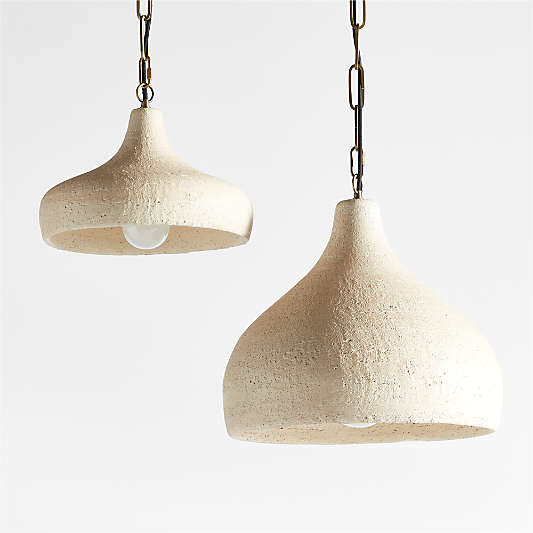 Corfu Large Cream Ceramic Pendant Light 18"