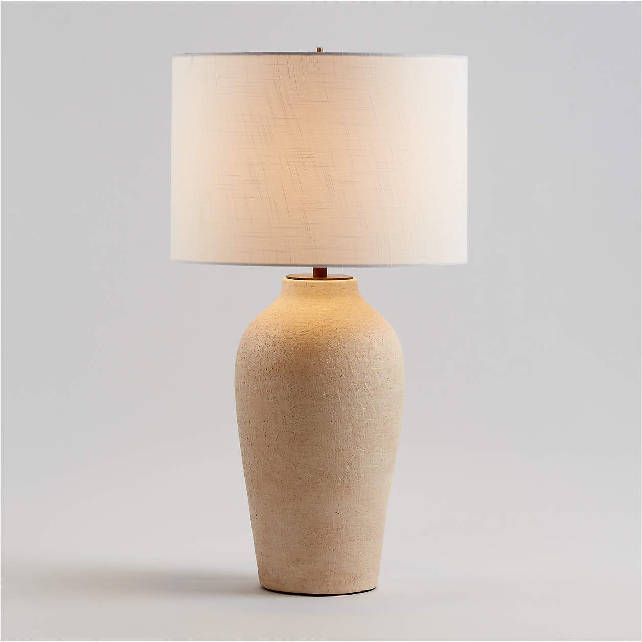 Corfu Tall Cream Earthenware Table Lamp with Drum Shade + Reviews